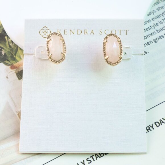 Kendra Scott Jewelry - Kendra Scott Ellie Gold Rose Quartz Stud Earrings